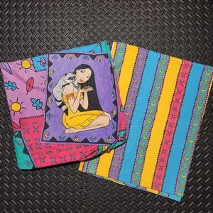 Vintage Disney Pocahontas Twin Bed Sheet Set 90s Kids Bedding Fabric